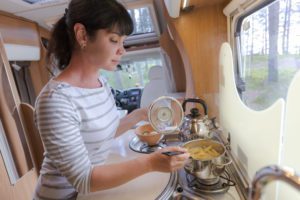 Cooking with gas stove in an RV